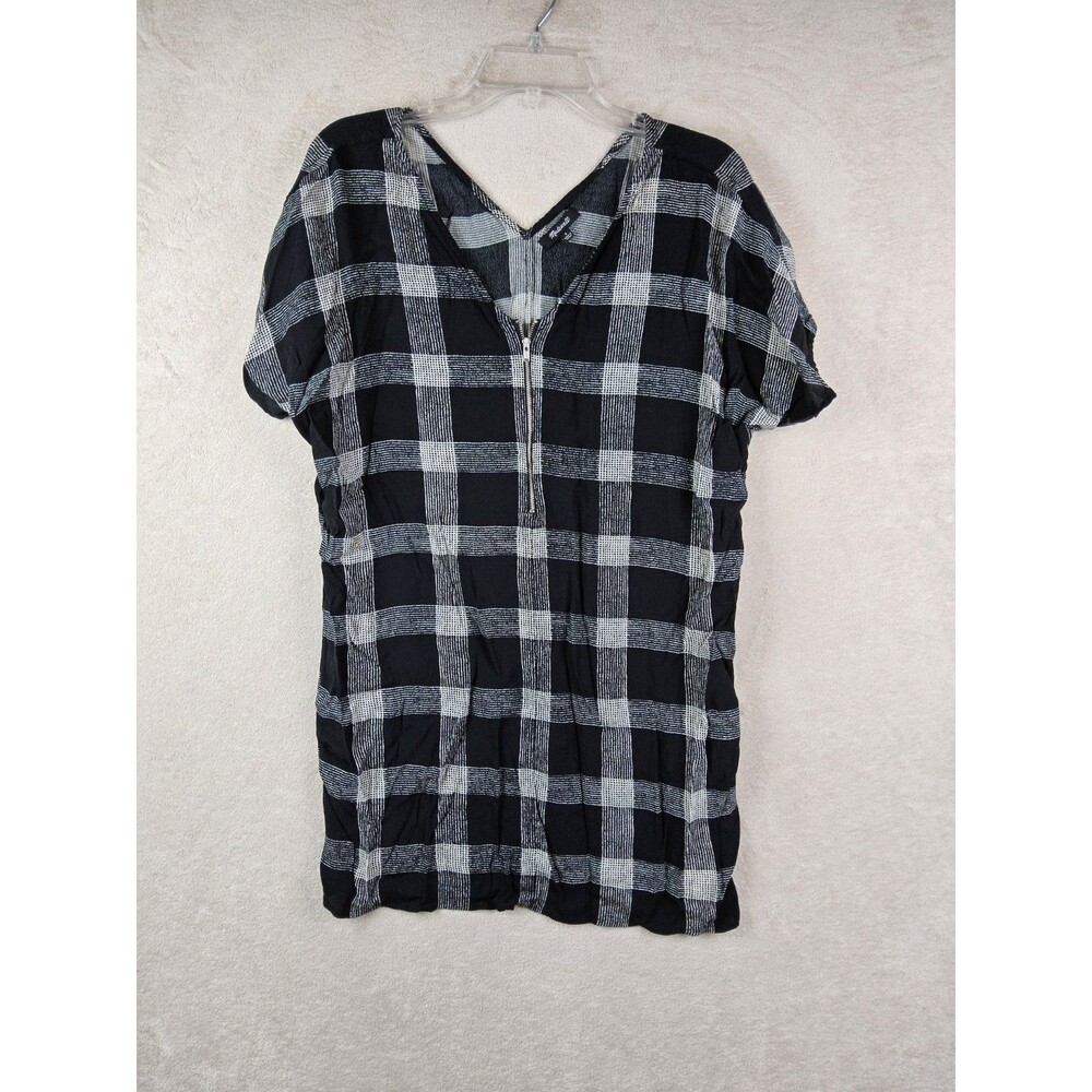 Madewell Women's Short Sleeve Swim Cover Dress Black White Size S